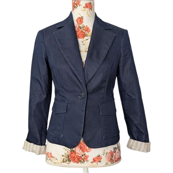 Donna Degnan Size 4 Blazer Tie Back Denim Look Office Siren Career Corpcore - Picture 1 of 11